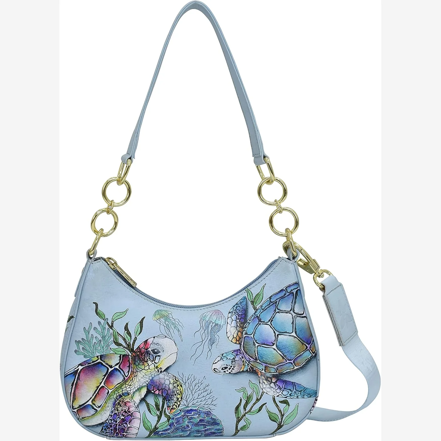 The Tula handmade recycled leather crossbody multicolour sunset panels