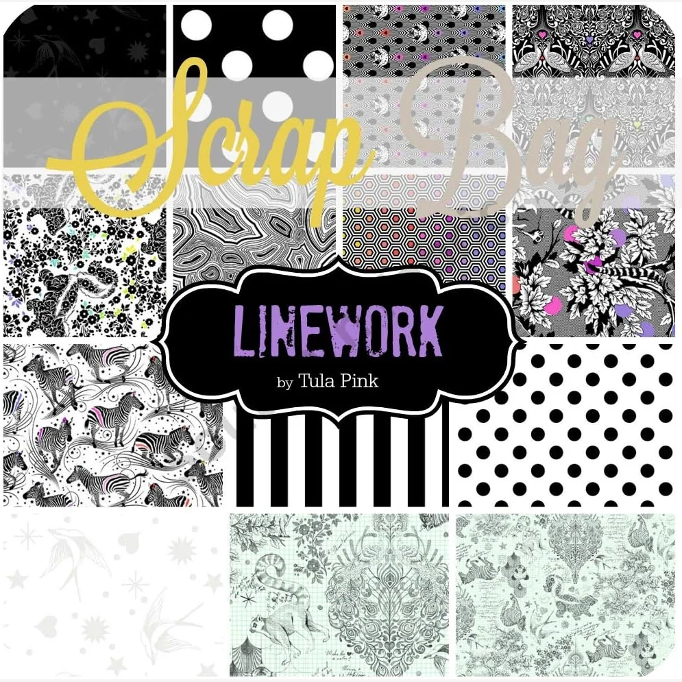 Linework scrap bag by Tula Pink DIY quilt fabric