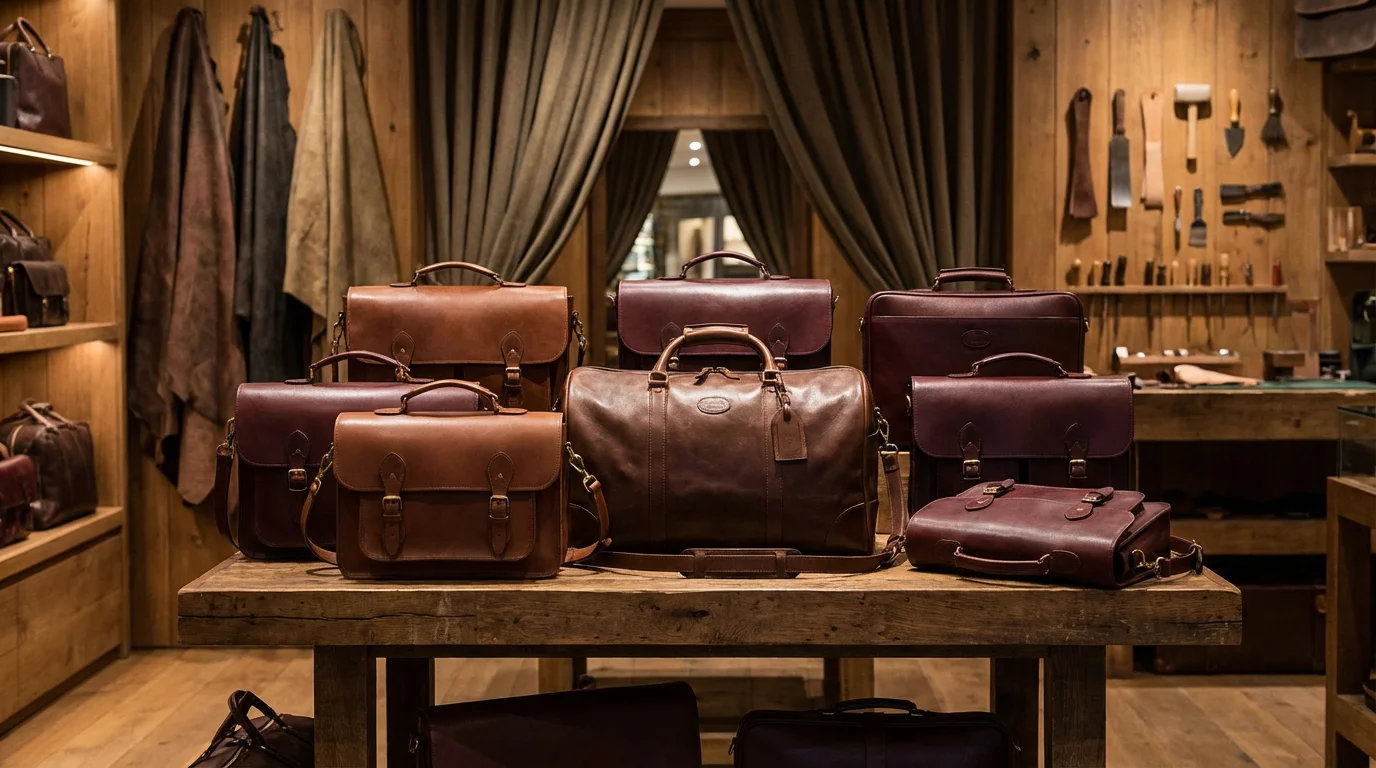 Rich brown and burgundy leather handbags from Tula Bags